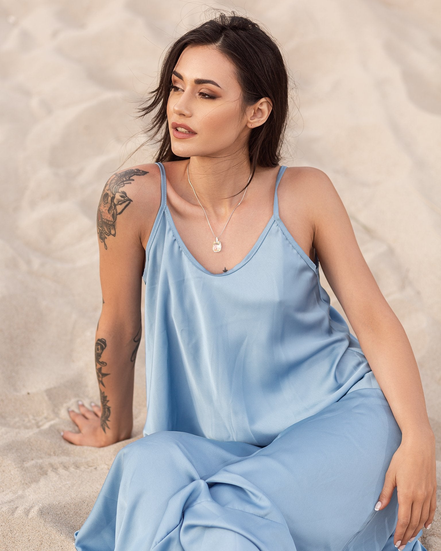 Savvina - Silver Necklace with Swarovski Crystal-White AB - Sensa Milano