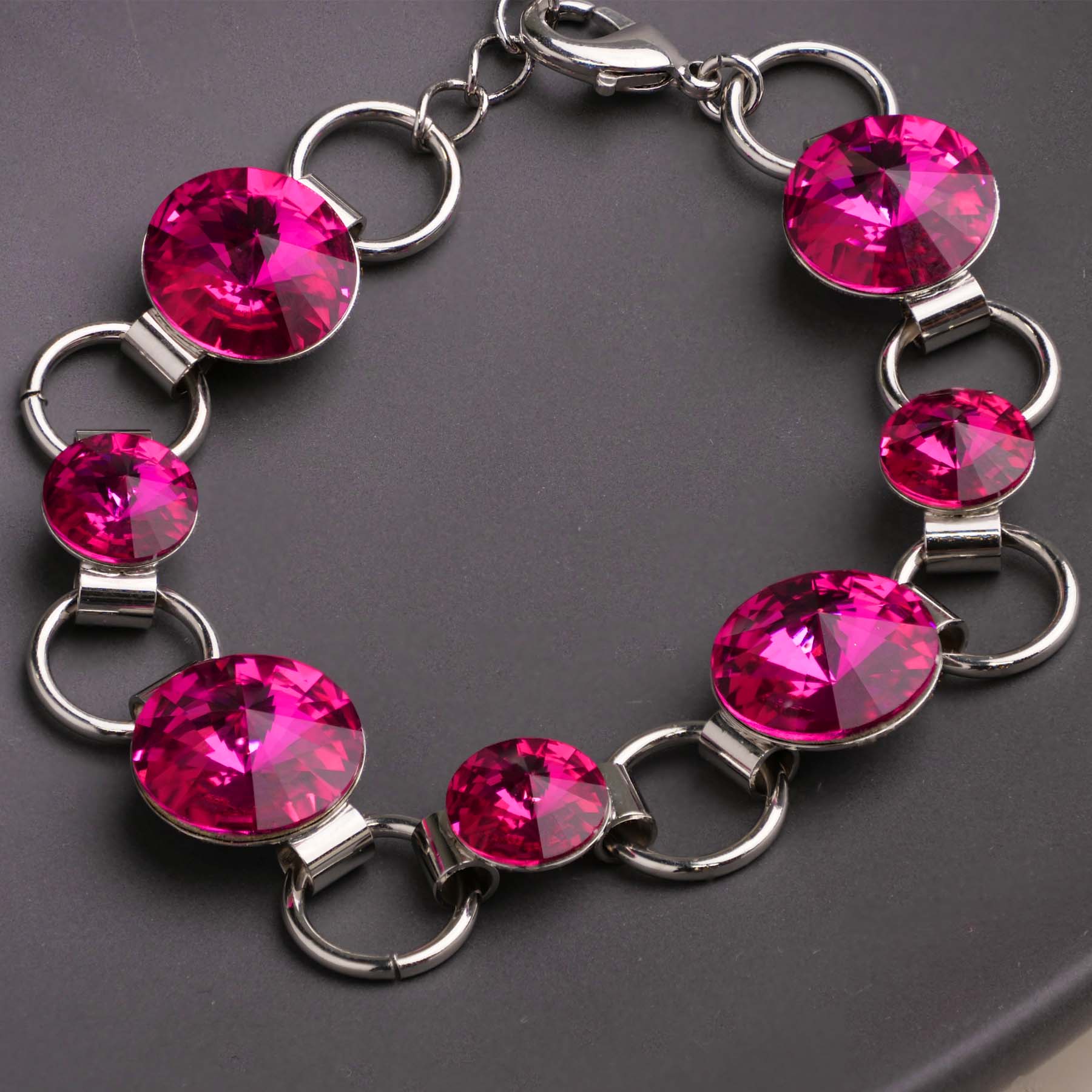 Cornelia - Βραχιόλι επιροδιωμένο και κρύσταλλοι Αυστρίας®- Fuchsia