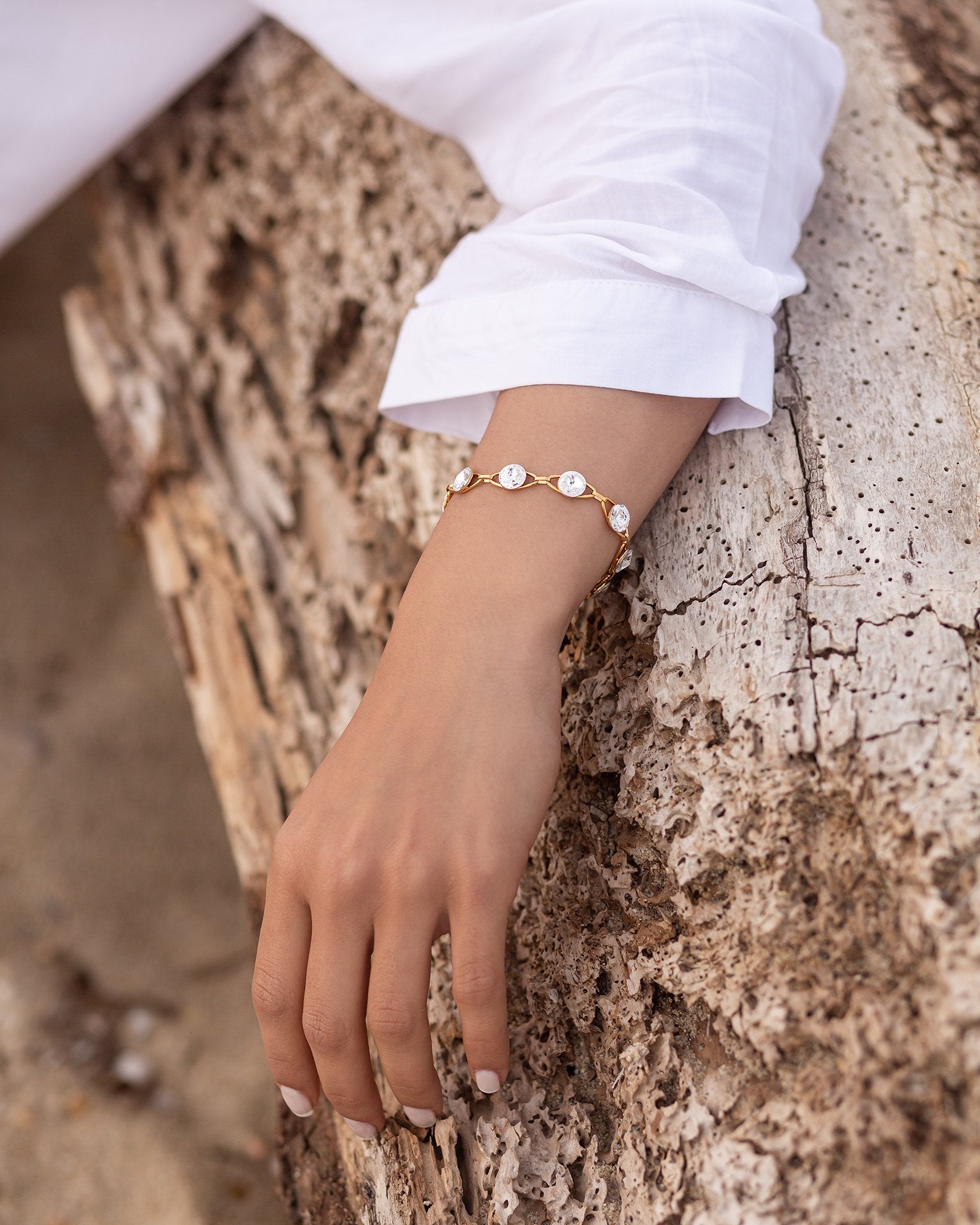 Dorotea - Gold Plated Bracelet with Swarovski Crystals-Crystal - Sensa Milano