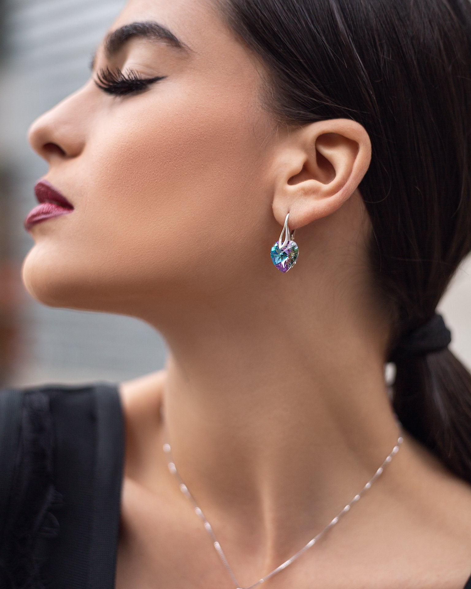 Amore Eterno - Silver Earrings with Swarovski Crystals-Vitrail Light - Sensa Milano