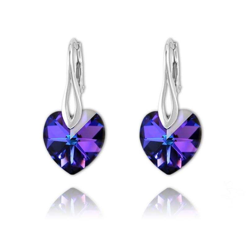 Amore Eterno - Silver Earrings with Swarovski Crystals-Heliotrope - Sensa Milano