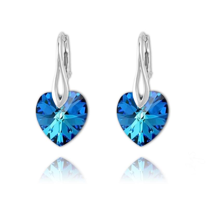 Amore Eterno - Silver Earrings with Swarovski Crystals-Bermuda Blue - Sensa Milano