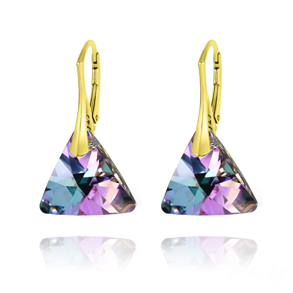 Cleopatra - 24K Gold Plated Silver Earrings with Swarovski Crystals-Vitrail Light - Sensa Milano
