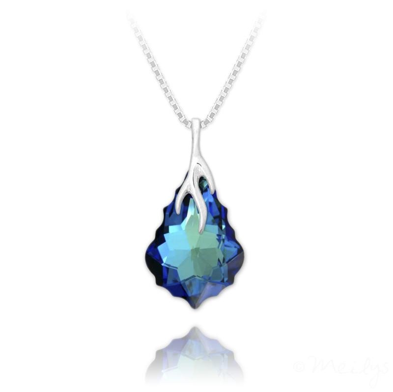Elizabeth - Silver Necklace with Swarovski Crystal-Bermuda Blue - Sensa Milano