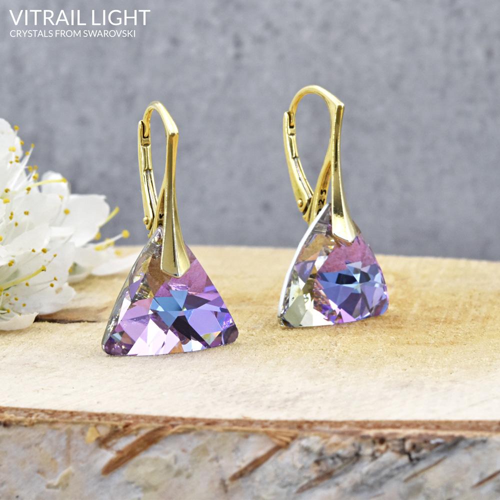 Cleopatra - 24K Gold Plated Silver Earrings with Swarovski Crystals-Vitrail Light - Sensa Milano