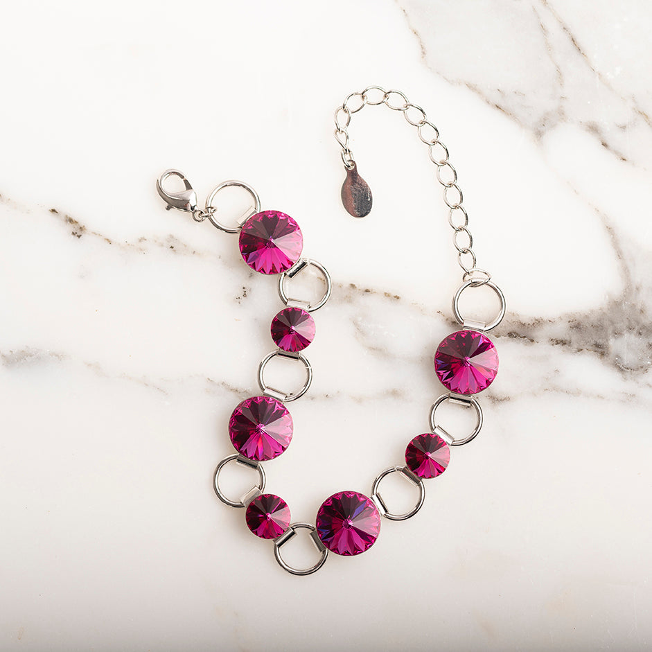 Cornelia - Βραχιόλι επιροδιωμένο και κρύσταλλοι Αυστρίας®- Fuchsia