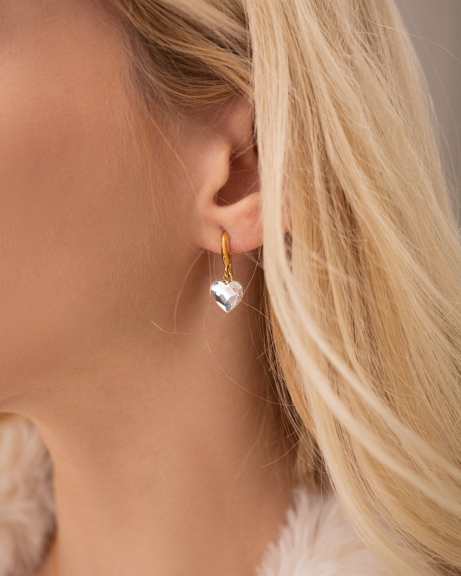 Octavia - 24K Gold Plated Earrings with Swarovski Crystals-White - Sensa Milano