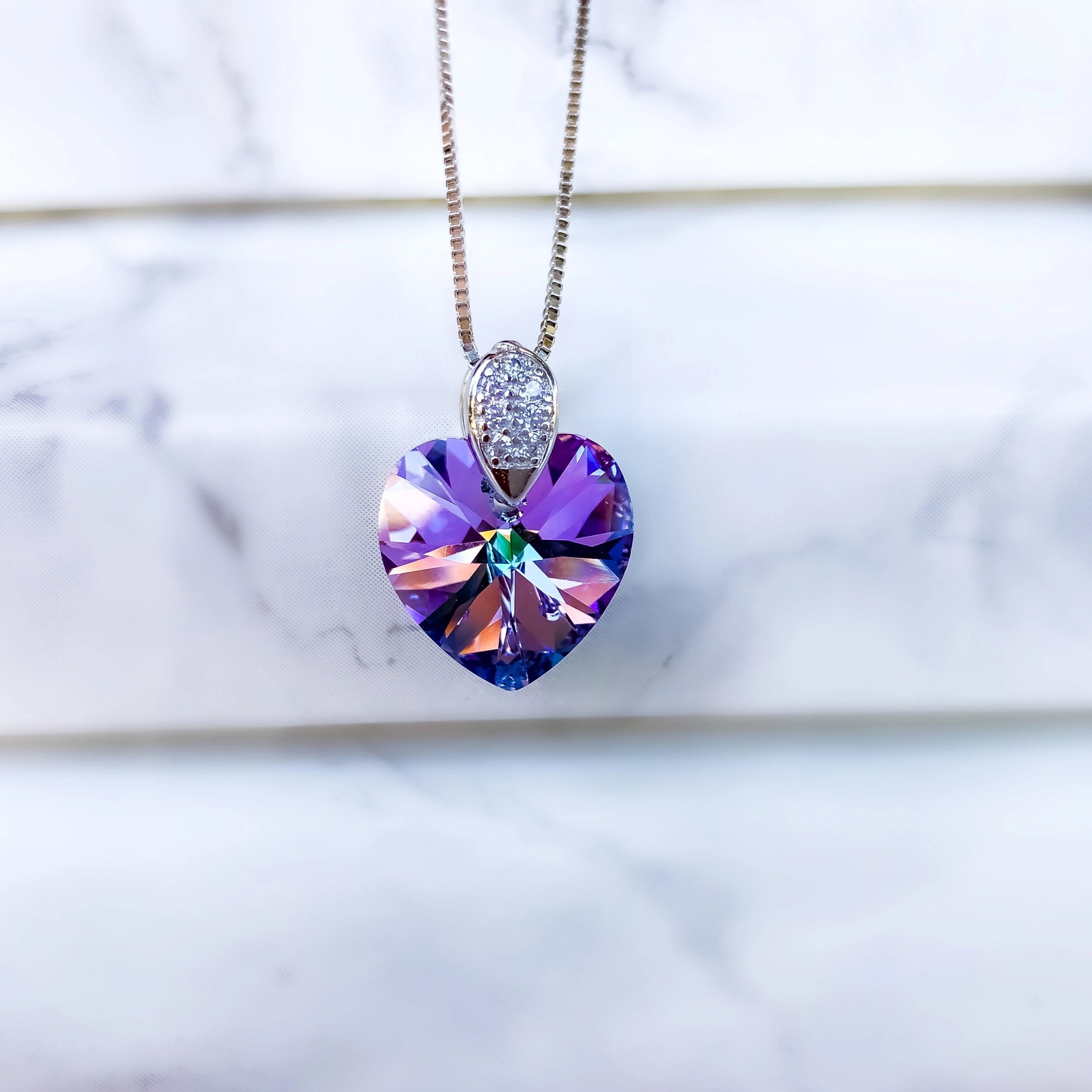 Amore Eterno - Silver Necklace with Swarovski Crystal-Vitrail Light - Sensa Milano