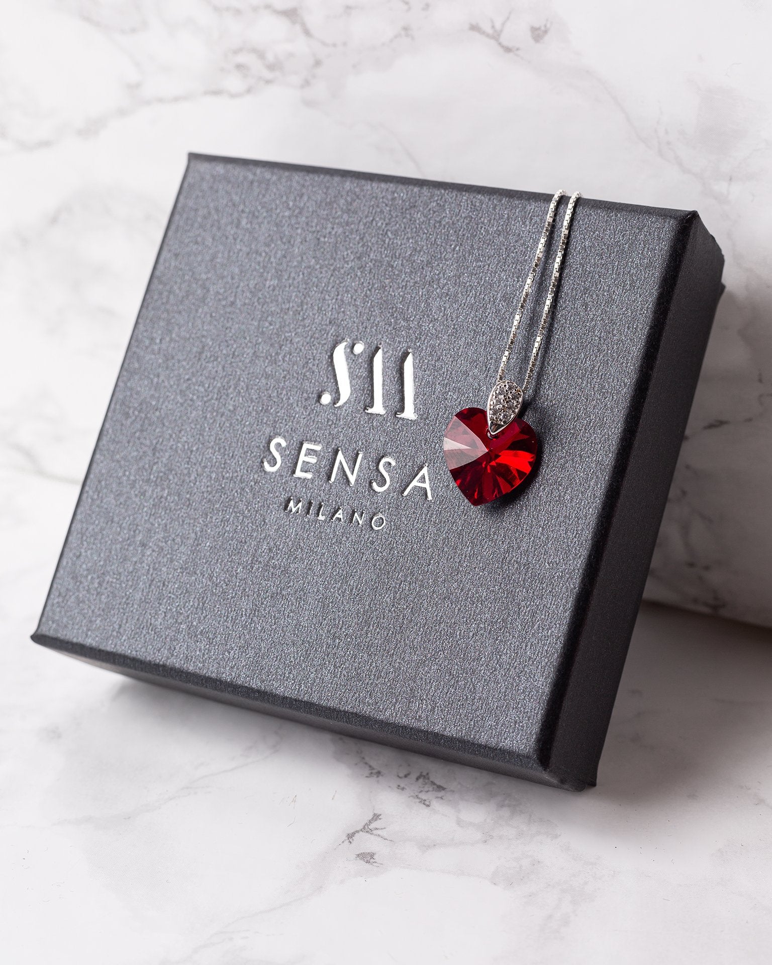Amore Eterno - Silver Necklace with Swarovski Crystal-Siam AB - Sensa Milano
