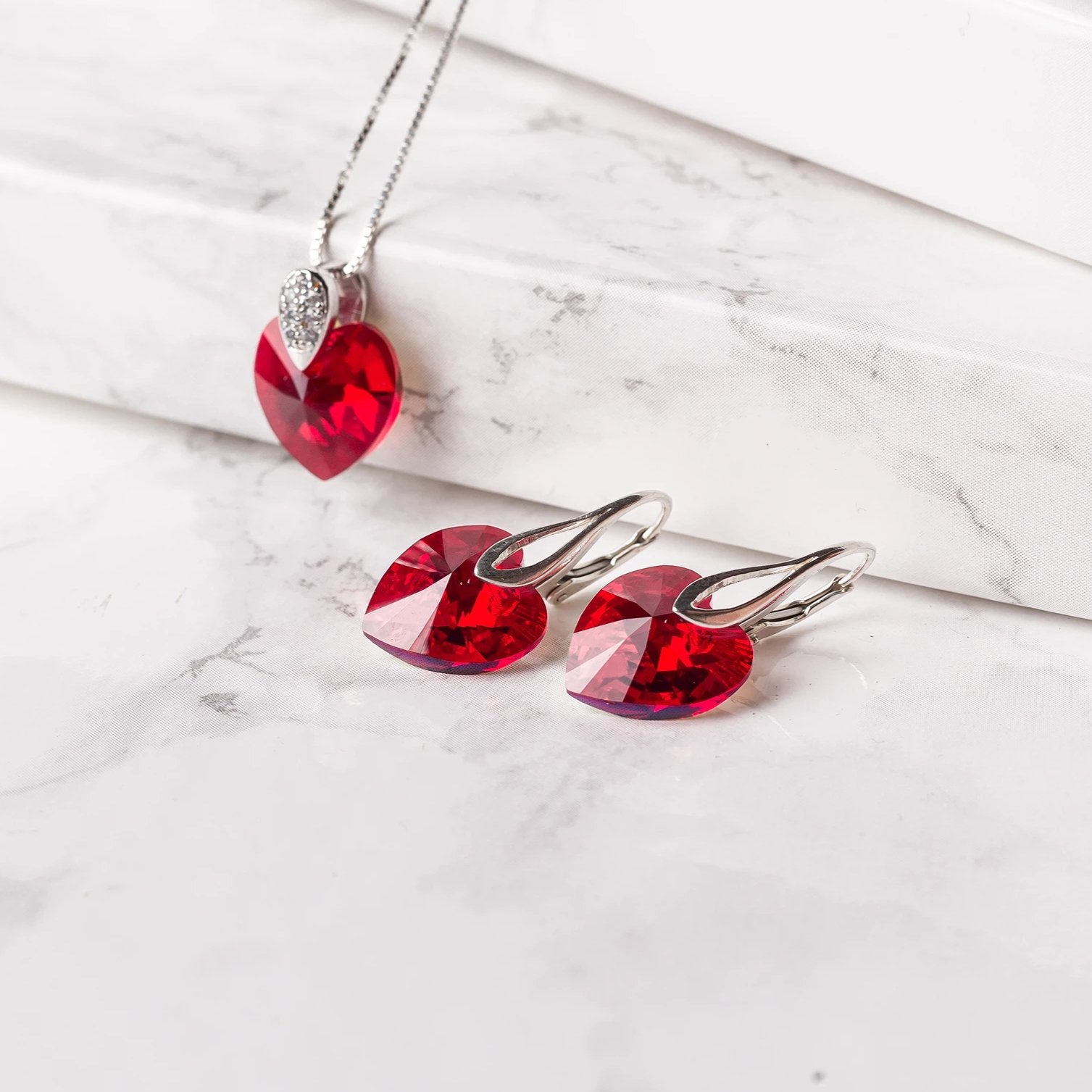 Amore Eterno - Silver Earrings with Swarovski Crystals-Siam AB - Sensa Milano