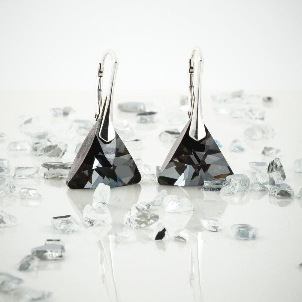Cleopatra - Silver Earrings with Swarovski Crystals-Silver Night - Sensa Milano
