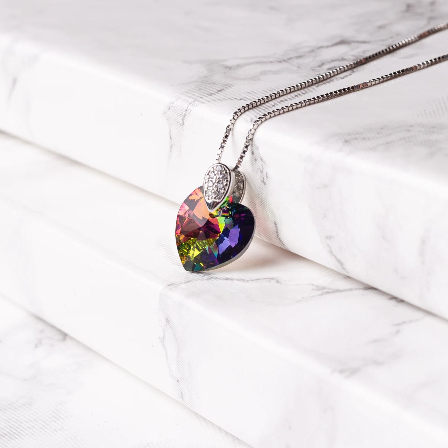 Amore Eterno - Silver Necklace with Swarovski Crystal-Vitrail Medium - Sensa Milano