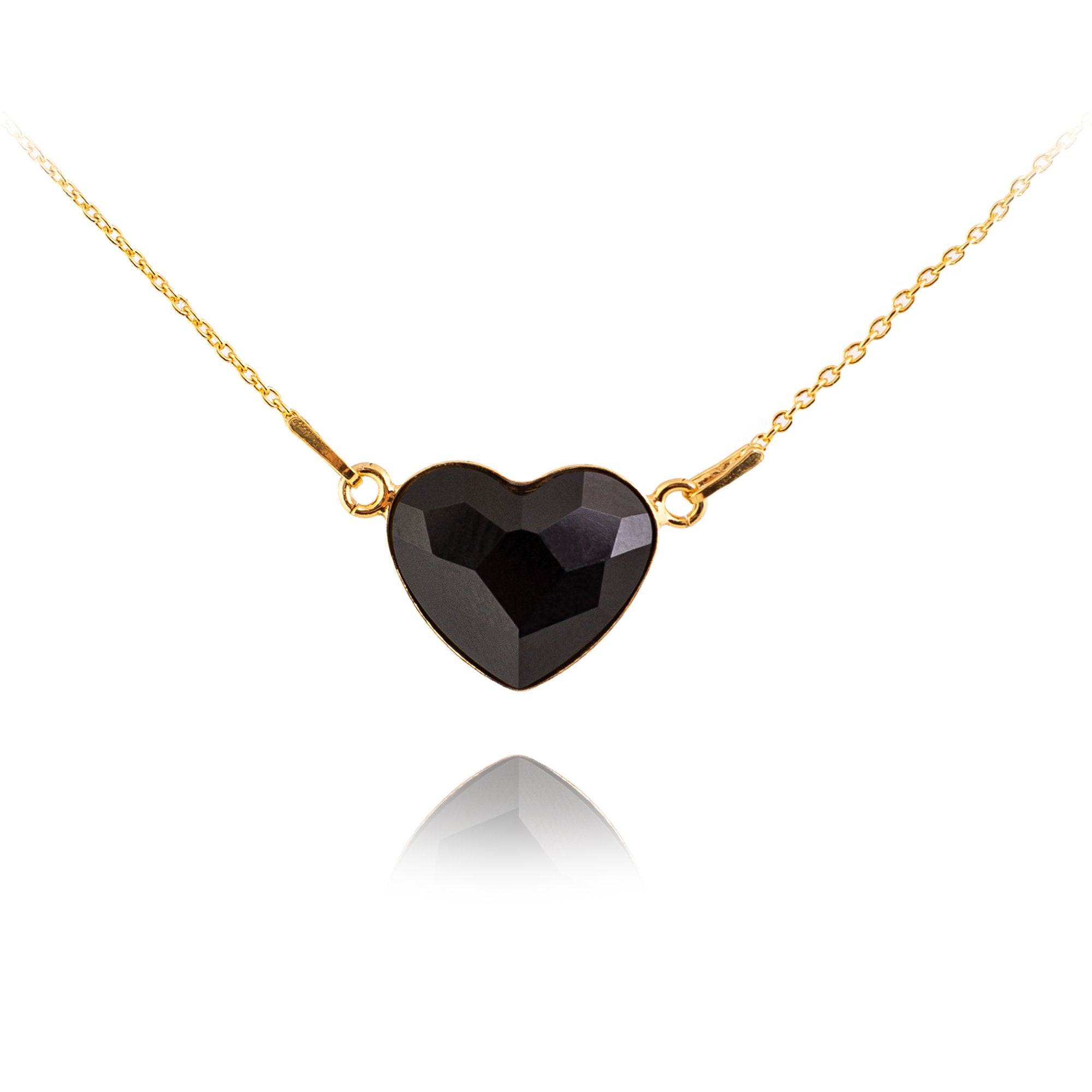 Octavia - 24K Gold Plated Necklace with Swarovski Crystal-Jet - Sensa Milano